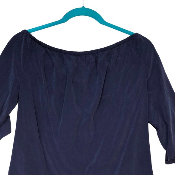 L'Agence Sz XS Monroe Off Shoulder Silk Blouse Blue Ruffle Pullover 4677CD1 Top - Picture 7 of 14